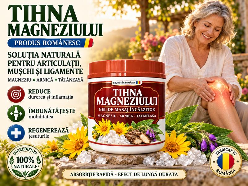 Tihna Magneziului – gel de masaj încălzitor cu Magneziu, Arnică și Tătăneasă