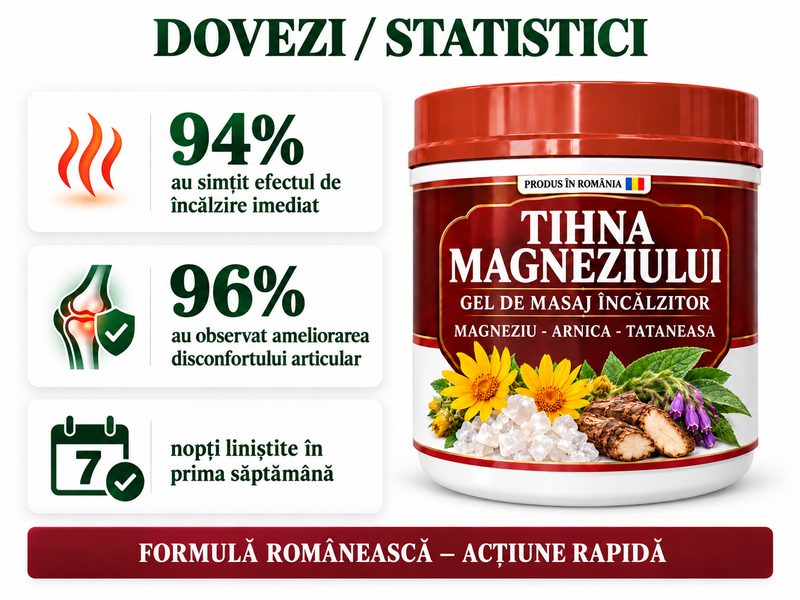 Dovezi / statistici: 94% au simțit efectul de încălzire imediat, 96% au observat ameliorarea disconfortului articular, nopți liniștite în prima săptămână